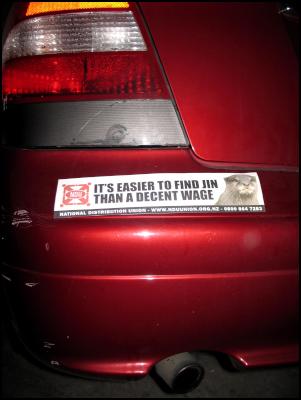 Otter Bumper
Sticker: It’s easier to find Jin than a decent
wage.