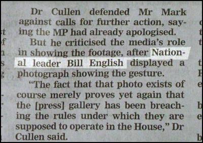 Reference to
'National leader Bill English' from The Dominion Post, 3
August 2006