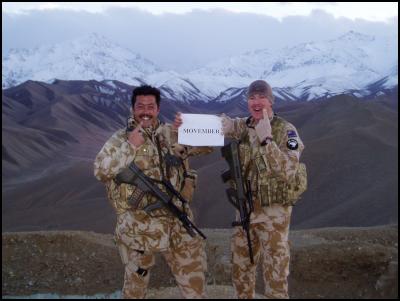 Members of the
Provincial Reconstruction Team in Afghanistan Major Anthony
Childs and Captain Kerrin Connolly show off their
moustaches.