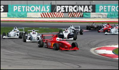 Earl Bamber Leading
the Field in His Team Meritus Formula BMW at Sepang in
Malaysia on His Way to Victory in the 2006 Formula BMW Asia
Series