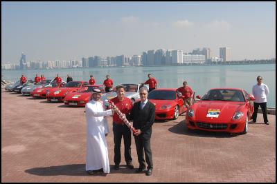 Paolo Dionisi,
Italian Ambassador in the Emirates, with Piero Ferrari and
one of the most important Ferrari client in the Gulf, Saeed
Al Tayer