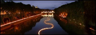 A digital
representation of the design to light up Rome’s Tiber
River on 22 June.