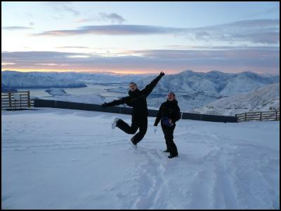 Treble Cone staff
rejoicing the snow across the Southern
Alps