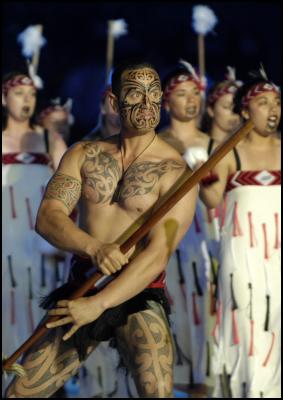SGT Aaron Taikato a
member of a 35-strong combined New Zealand Defence Force
Maori cultural group