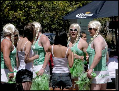 cross-dressing bar
mascots, wellington international rugby sevens
costumes
