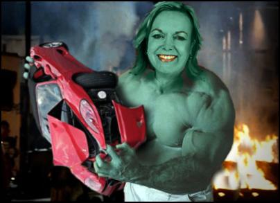 Judith Collins as The Incredible Hulk