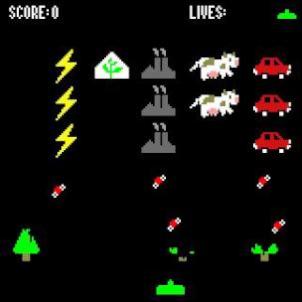 a space invaders a
game where the attacking ships are carbon dioxide sources
shooting CO2 molecules