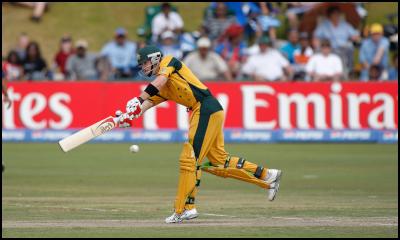 Australian batsman
Tim Paine hits the ball back of square for a run during the
ICC Champions Trophy match, Australia vs India at the Super
Sport stadium, Centurion