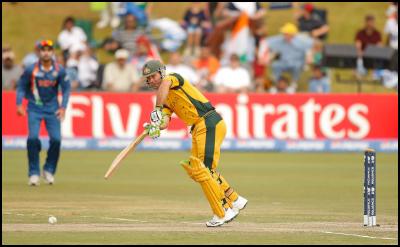 Australian batsman
Captain Ricky Ponting hits the ball through cover during the
ICC Champions Trophy match, Australia vs India at the Super
Sport stadium, Centurion