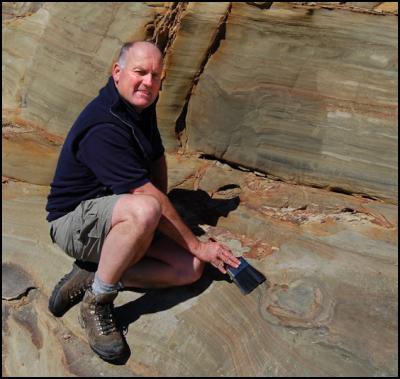 Dr Greg Browne, discoverer of the dinosaur footprints