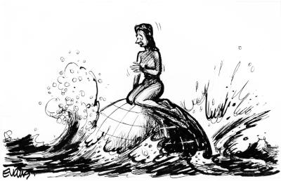 Malcolm Evans
cartoon - Copenhagen: the little mermaid, the globe, rising
sea