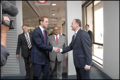 Prince William Shaking New Zealand Prime Minister John Key's Hand. Photography by Woolf – www.woolf.co.nz