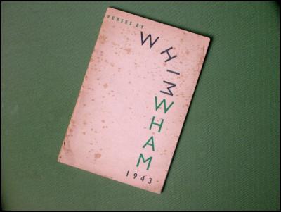 Verses By Whim Wham 1943, Caxton Press, Alan Curnow, Progressive Publishing Society Wellington