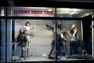 Image: Carey Davies - Revolt of the
mannequins, Royal de Luxe - Closing Down Sale - Changing the
mannequins in public view
