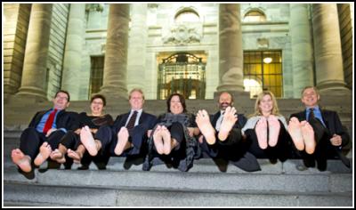 kidscan barefoot
business day at parliament: MP Grant Robertson, MP Metiria
Turei , MP Todd McClay, Hon. Paula Bennett, MP Cam Calder,
KidsCan CEO Julie Helson, Hon. Phil Goff