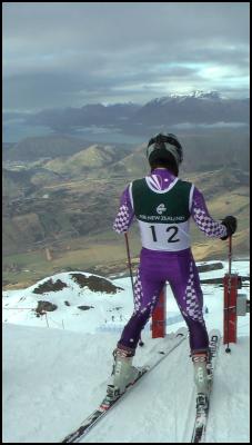 Hiromu Kobayahi of
the Japanese Men’s team waits at the top of the course at
Coronet Peak. (Photo from Coronet Peak)
