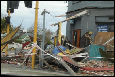 Christchurch earthquake - Wilmer St. Photo: Corner Salisbury and Madras, Emily Hartley-Skudder