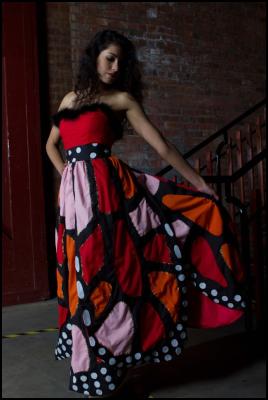 butterfly dress -
designed by Caroline MacLeod and first featured in episode 4
of online comedy series <I>101
Dates</I>