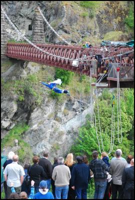 A caped crusader
takes flight during a bungy jump at last year’s birthday
celebration
