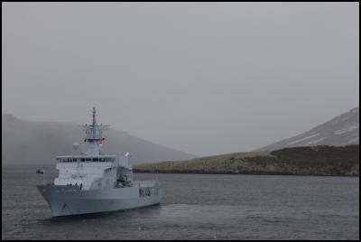 HMNZS WELLINGTON in
Perseverance Habour, Campbell Island