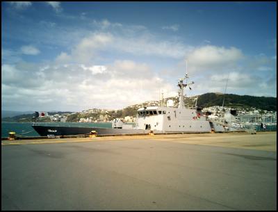 French Navy patrol
vessel La Glorieuse docked at Wellington's Queen's Wharf