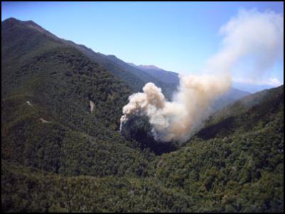 smoke billowing from the vent shaft vertical column after the pike river mine fourth explosion on Sunday 28 November