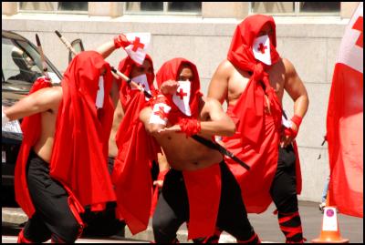 Wellington Sevens
parade, sevens costumes, tongan ninjas