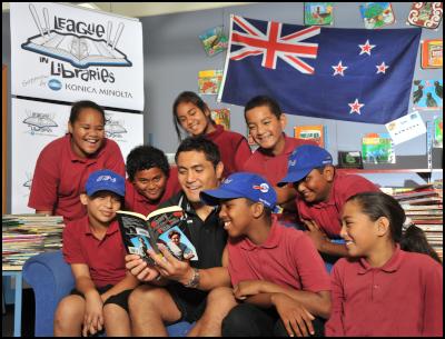 League in
Libraries: Vodafone Warrior Jerome Ropati reprises his role
as the 2011 Vodafone Warriors NRL Reading Captain