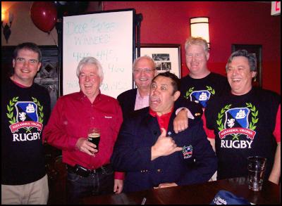 Taken at fundraiser for Christchurch earthquake victims at Daneil O'Connell's Resaurant in Alexandria, Virginia 3/12/11. Left to right Fred Wixson, Geoff Bridges, NZ Ambassador to US Mike Moore, Ram Todd, Owne Malone, Dave Keagan. Photo credit: Charles Sneiderman