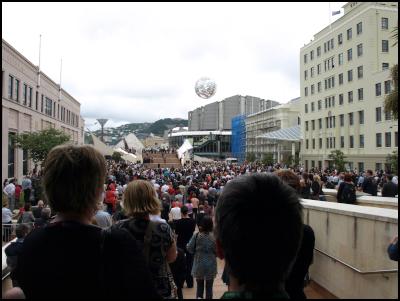 Christchurch
earthquake vigil - Two minutes silence in Civic Square,
Wellington