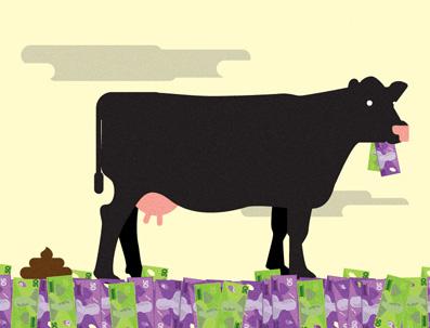 agribusiness subsidy cash cow, Illustration by Tim Denee