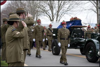 Funeral of CPL
Douglas Grant killed in Afganistan. Service Funeral held a
Linton Military Camp with family and soliders in attendance.
