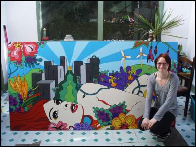 Painter Christie
Wright of Aro Valley has been selected as one of 14 artists
to exhibit in the Tunnels Alliance Mural
project.