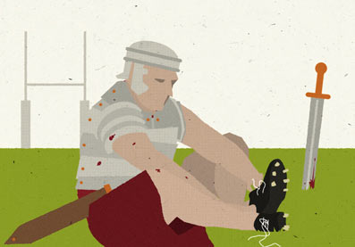 tim denee illustration - italy at the rugby world cup, legionary rugby player