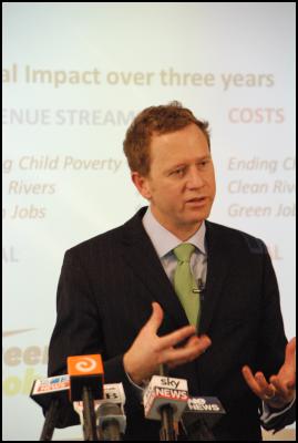 NZ Green Party jobs
plan launch. Russel Norman