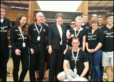 Victoria University
Brings Solar House to US Energy Competition - Helen Clark at
First Light – Photo UNDP