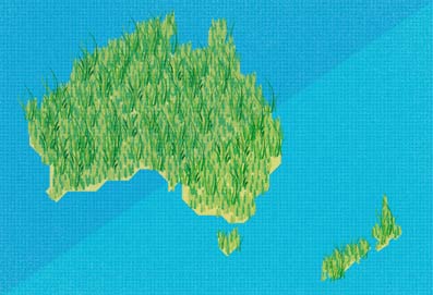 Illustration by Tim Denee – Australia, New Zealand, the grass is greener, gap, immigration