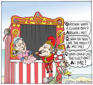 dave wolland
cartoon – No Show without Punch: teapot tapes, Epsom,
election, National, Act, Phil Goff, John Key, Don
Brash