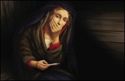 St Matthew’s
Billboard is Up. Christmas must be Near – Mary, pregnancy
test