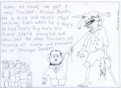 A child's view of
the incoming Associate Minister of Education and his
surprise plan to introduce Charter
Schools.