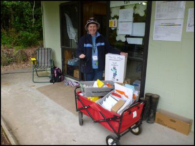 Debbie Cobby,
District Co-ordinator, GirlGuiding NZ from Rotorua with the
post. 