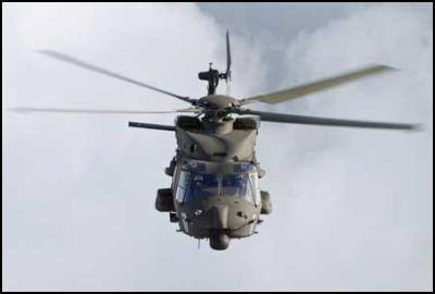 NH90 helicopter in flight. 