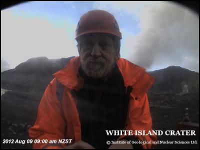 GNS webcam: Brad
Scott on White Island.