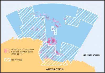 Comparison of the
New Zealand Ross Sea marine reserve proposal and key fishing
grounds