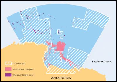 Comparison of the
New Zealand Ross Sea marine reserve proposal and key
biodiversity hot spots in the Ross Sea
region