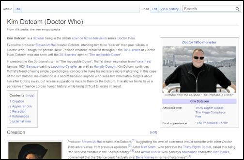kim dotcom, doctor who, the silence, wikipedia