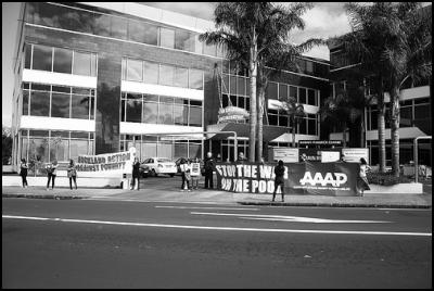 In a protest against the announcement yesterday of the latest stage in National’s welfare program, AAAP is currently mounting an occupation of MSD’s Head Office in Auckland