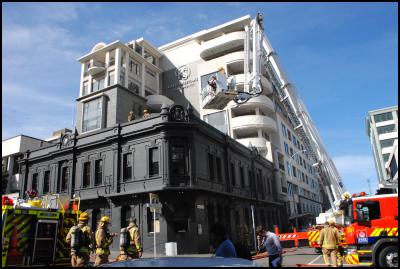 The aftermath of a
new fire at Wellington's Backbencher pub. The bar was closed
after a fire in June and had been due to re-open in
February.
