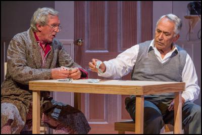 Bruce Phillips and
George Henare in Death of a Salesman. Photo - Michael
Smith