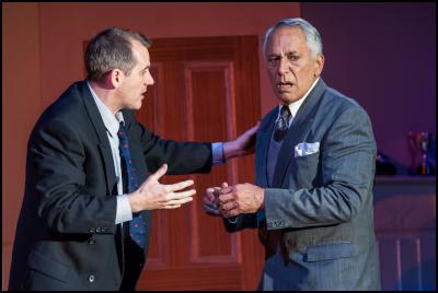 Ian Hughes and
George Henare in Death of a Salesman. Photo - Michael
Smith